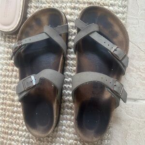 Birkenstock Green and Brown Sandals with Contoured Footbed